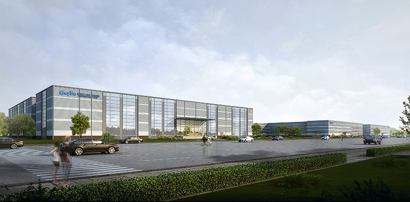 尊龙凯时-人生就是搏药业武汉生物医药生产基地项目—高端制剂厂区沿街透视图