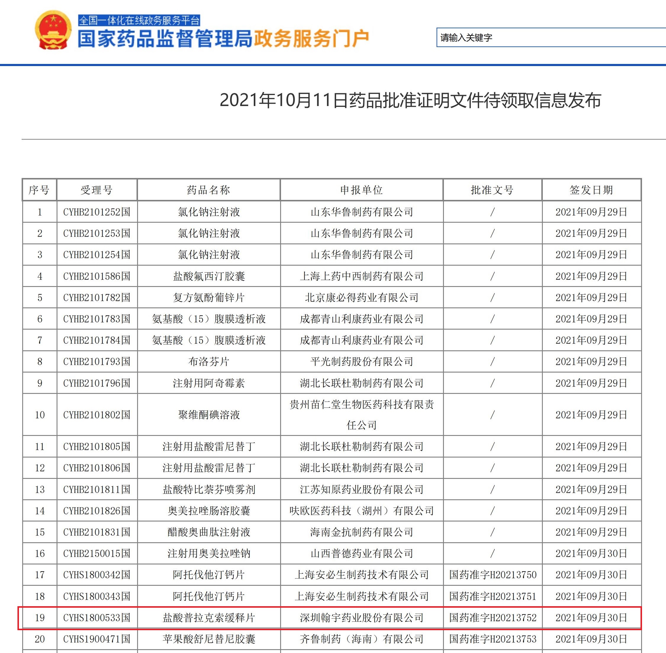 盐酸普拉克索缓释片获批上市并视同通过一致性评价